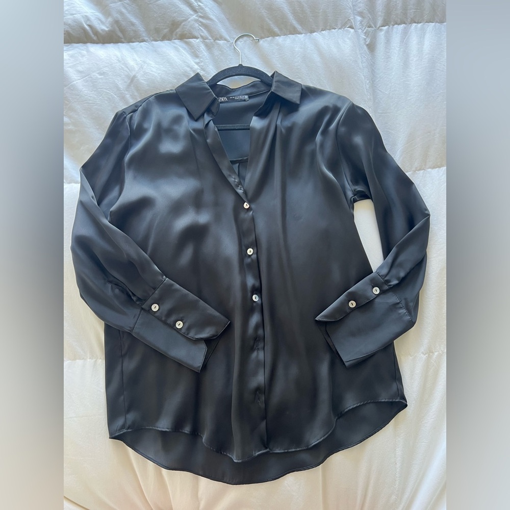 Zara Black Button-Up Blouse